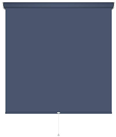 Rollo Springrollo Mittelzugrollo 14 Farben Breite 62 bis 202 cm Länge 180 cm Bedienung Mittelzug Stoff blickdicht lichtdurchlässig Fenster Sonnenschutz Blendschutz (202 x 180 cm / Dunkelblau, Blau)