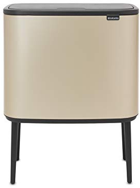 Brabantia Bo Touch Mülleimer Recycling, Metallic Gold, 3 x 11L