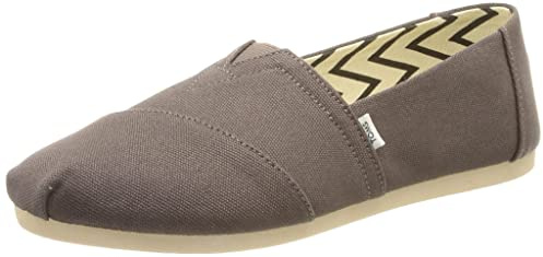 TOMS RECYCLED COTTON ALPARGATA herr Loafer platt Espadrille, Grå, 45 EU