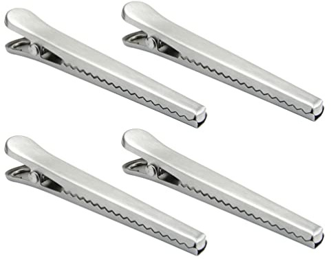 HEMOTON 4pcs Stainless Steel Chip Clips Food Clips Food Bag Clips for Food Storage Bag Sealing Clips Kitchen Clips for Freezer Bag Packet Sandwich Bag