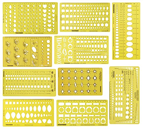 TraceeaseÄdelstenmall Mangsidig Design Mall Mix-Mönster Smycken Stencil Teckning Skala Pack Av 10