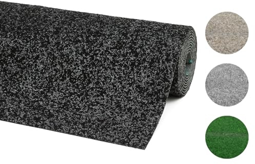 andiamo Konstgräs Deco gräsmatta utomhus lämplig med noppor, slitstark, lätt att rengöra och väderbeständig, 100 x 200 cm, antracit