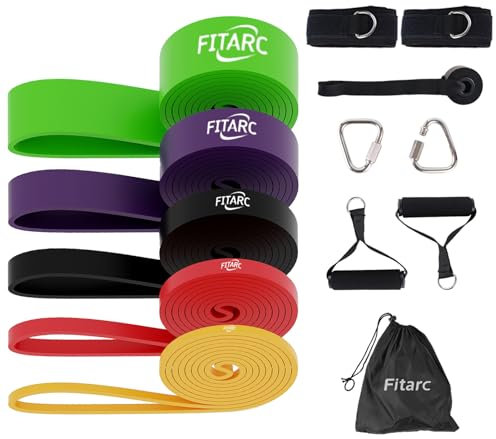 Fitarc Resistance Bands, Widerstandsbänder, Klimmzughilfebänder, Griffe, Türanker, Übungsbänder für Pilates, Training, Physiotherapie, Stretching, Yoga, Heimgymnastik für Männer und Frauen
