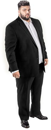 GATMSTZ Mens Suits Big and Tall 2 Pieces Blazer Pants Set Classic Fit 60R Black