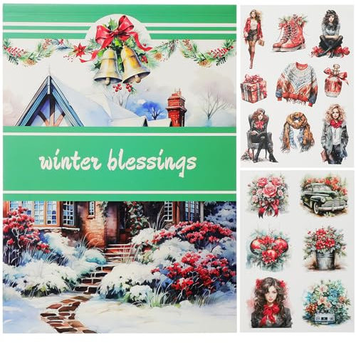 NOTIONSLAND Christmas Washi Stickers for Journaling, 20 Sheets Xmas Sheets Scrapbooking Supplies, 100pcs+ Stickers Supplies Decoration Journaling Supplies