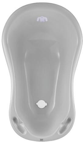 Hylat Baby Yeti Gris Baignoire Bébé avec bouchon - Certificat TÜV Rheinland - stable et confortable, idéale pour nouveau-nés et bébés jusqu'à 12 mois - Bain Bebe Enfant - Collection Lite