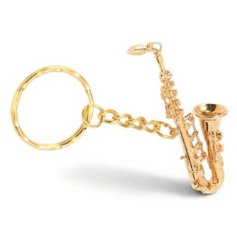 Tonysa Porte-clés Saxophone Charmant et Délicat, en Laiton, doré, Superbe Décoration, Plusieurs Scénarios Applicables, Merveilleux, Léger, Portable, pour Musiciens, Amateurs