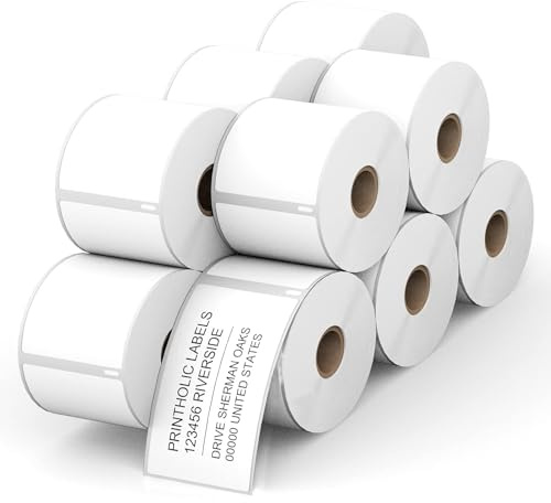 Powerwerk - 10 rollos de etiquetas autoadhesivas 99014 compatibles con DYMO, 54 mm x 101 mm, etiquetas multiusos para LabelWriter 450 Serie y 4XL