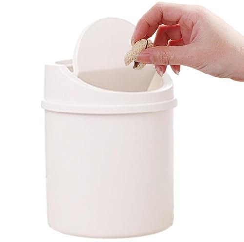 Portable Small Trash Can,Desktop Trash Can,Desktop Trash Bin With Lid,Tiny Waste Bin For Desktop,Tabletop Desk Trash Can Small With Lid,Modern Desk Waste Bin,Small Paper Basket For Vanity Tabletop