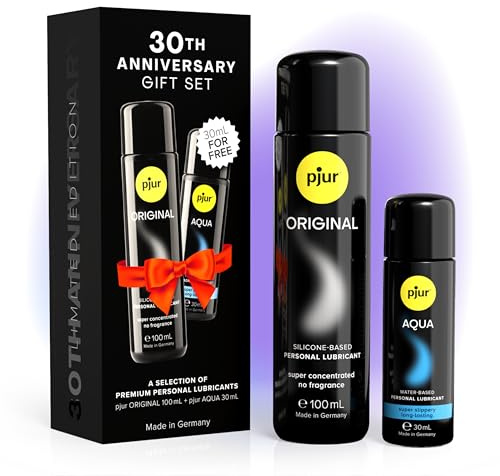 pjur 30-årsjubileumsset (ORIGINAL 100 ml + AQUA 30 ml) – premium smörjmedelssats med silikon- och vattenbas – perfekt för massage, intimitet och lång livslängd