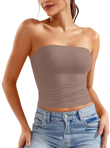 Top Senza Spalline Donna Crop Tops Tube Top a Fascia, Sexy, a Tubo, Slim Fit, Senza Spalline, con Spalle Scoperte, Y2k, alla Moda, Abbigliamento Estivo, con Schiena Scoperta, Tops Estivo
