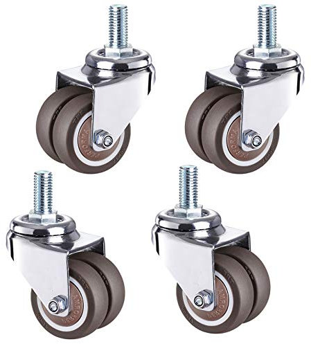 Ruote girevoli di ricambio, Rotelle Girevoli da 4 Pezzi con Freno, Rotelle for Mobili in Gomma, Ruote con Filetto M12x 25mm con Doppi Cuscinetti a Sfera Testa Girevole(Swivel,2in/50mm)