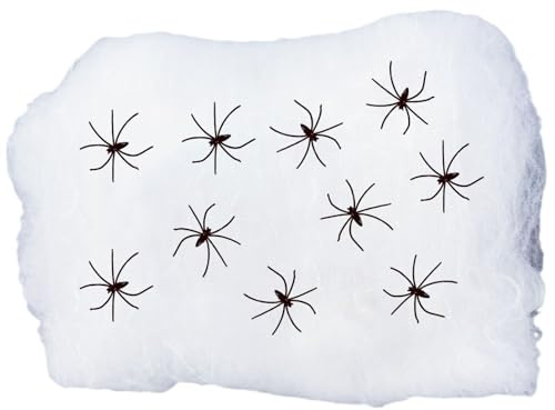 Spindelnät dekoration, super stretch spindelväv, spindelnät med spindlar, perfekt för inomhus utomhus halloweenfester, spökhus, gård och dekorationer användning