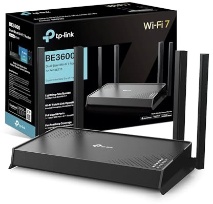 TP-Link Archer BE220 Dual-Band WiFi 7 Router,BE3600 EasyMesh WiFi Router with 4 Antennas,Seamless Extender Booster with 4K-QAM,Full Gigabit Ports,VPN Encryption,APP Control,Easy Setup