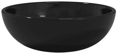 Vasque à Poser, Lavabo à Poser en Verre Lave Main Salle de Bain Verre trempé 35x12 cm Noir