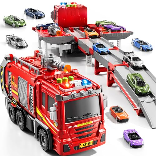 DULONIME Fire Trucks for Toddlers, Firetruck Toys for Toddlers 3-5