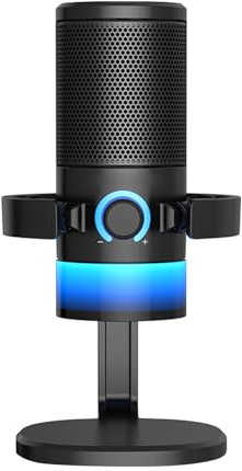Luocute USB-kondensatormikrofon, Type-C-gränssnitt RGB Light Desktop Mic med Inbyggt Ljudkortchip och Trådlös Uppspelning, för Strömmande Inspelning PC-telefon