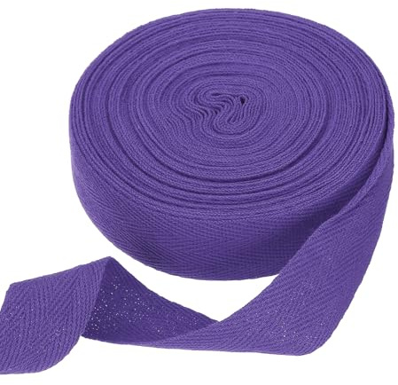 QUARKZMAN Nastro in Cotone Spigato 25mm x 10 Metri Nastro A Spina di Pesce Nastro A Bordo Obliquo per DIY Cucito Confezione Regalo Viola Scuro