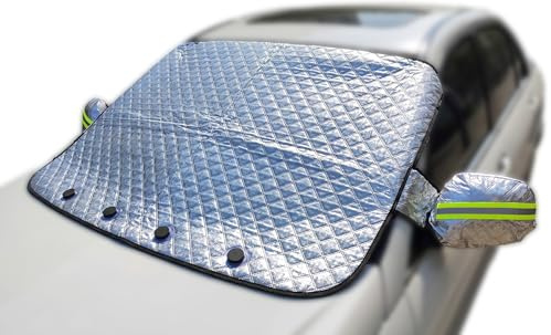 Susy Shop Copertura Parabrezza Auto Magnetica con Copri Specchietti, Parasole Anti Ghiaccio, Neve e UV, 160x116 cm, 4 Stagioni