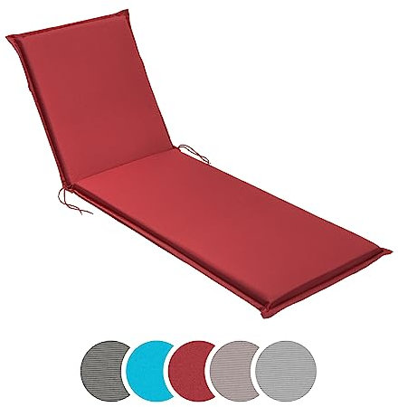 sleepling Auflage Gartenliege, Bequeme Liegenauflage, Polster Sonnenliege 190x58 cm, 6 cm dick, Befestigungsbänder, waschbar, rot
