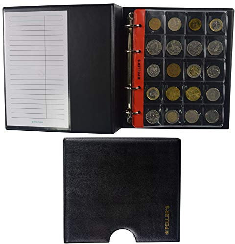 PELLER'S Sammelalbum für 200 Münzen: 10 Münz-Hüllen, Fächer 35 x 40mm. Für Münzen mit Ø 31mm. Münzalbum M. (Modell M + Schuber)