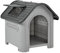 [en.casa] Hundehütte Outdoor Bello Hundehöhle wetterfest Hundehaus mit Dachluke und Lüftungsschlitzen 87 x 72 x 75 cm Kleintierhaus erhöhter Boden Kunststoff Weiß/Grau