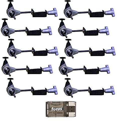 HME Products T-Post Trail Camera Holder (10-Pack) Bundle with Card Reader (11 Items)