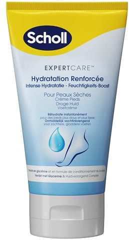 Scholl Crème Pieds Hydratation Renforcée pour peaux sèches - Réhydrate instantanément - Enrichie en glycérine pour des pieds plus lisses et plus doux - 150ml