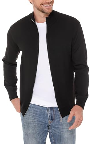 iClosam Cárdigan de Punto para Hombre con Cremallera de Punto Fino cárdigan Cuello Alto suéter de Invierno cálido Abrigo de Invierno, Negro, S