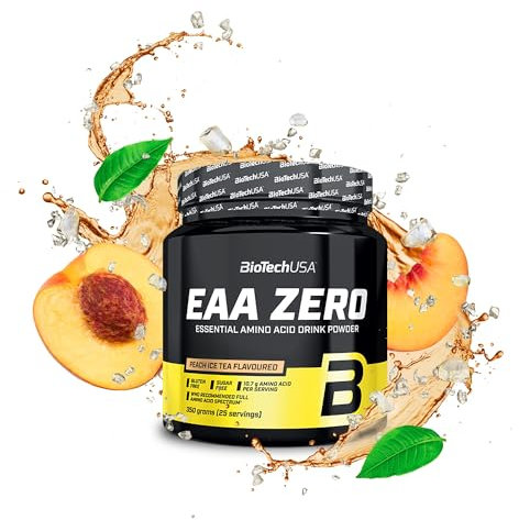 BioTechUSA EAA Zero - Essentielle Aminosäuren Power | 7160mg EAA/Portion | Empfohlenes Verhältnis der WHO | Zuckerfrei, Glutenfrei, 350 g, Pfirsich-Eistee