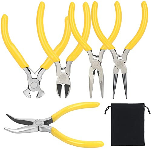 CHALA 5 STK Schmuck Zangen Set Klein Schmuckzange Zangensatz Mini Schmuckzangen Hochleistungs Schmuck Werkzeug Rundzange Werkzeug für Schmuck Heimwerker DIY Holzarbeiten Schmuckherstellung