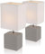 Nachttischlampe 2er Set Braun - Tischlampe Wohnzimmer Vintage Modern - Lampenschirm Weiß Stoff Eckig - Lampe Schlafzimmer Nachttisch Schmal - Dekolampen Innen Fensterbank - 29 cm