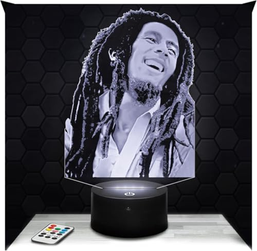 Lampephoto.fr - Bob Marley 3D Lampe, Touch Nachtlicht, Reggae-Geschenk, Bob Marley merch, Musik Geschenk, 3D Led Illusion Geschenkidee Weihnachten Geburtstag Junge und Mädchen TOP