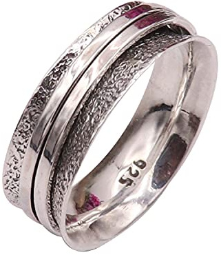 Silberner Spinner-Meditationsring Alle Größen Geschenkartikel Aussage 925 Sterling Silber Bandring Männer und Frauen Bandring Handgemachter Schmuck Goyal Jewels GESR03 (53 (16.9))