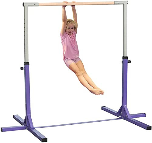 Gymnastikstange für Kinder, horizontal, Gymnastik, Fitnessstudio, höhenverstellbar, violett