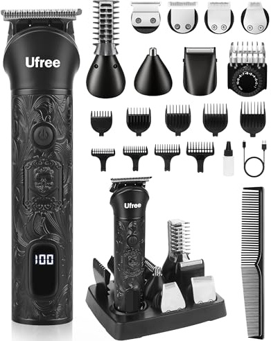 Ufree Beard Trimmer for Men, Electric Razor Shavers, Cordless Hair Clippers, 7 in 1 Beard Grooming Kit for Mustache, Body, Nose and Facial, Gifts for Men