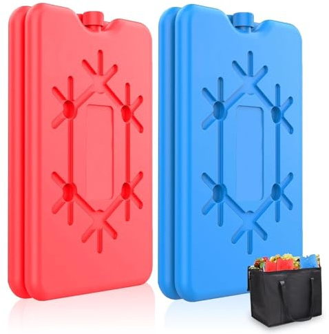 Bloc Glace pour Sac Isotherme Lot de 4, 200 ml chacun,Pains de Glace Plats,Blocs Réfrigérants pour Le Déjeuner,Grand Pain de Glace,pour Déjeuner,Camping, sans BPA,pour Glacière Sac Isotherme.