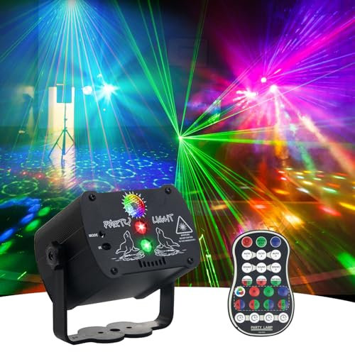 Jagdag Disco Party Lights, Sound Activation DJ Party Strobe Lights Stage Effects Exceptional for Home Birthday Wedding and Karaoke Parties Indoor Projector - 90 Patterns with Remote Control