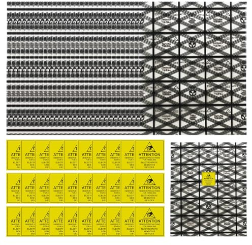 BLPRKOT 30 Piezas Bolsas Antiestáticas de Protección ESD 20x30cm con 30 Pcs Pegatinas Advertencia PE para Discos Duros/Placa Base/Componentes Electrónicos/Hardware