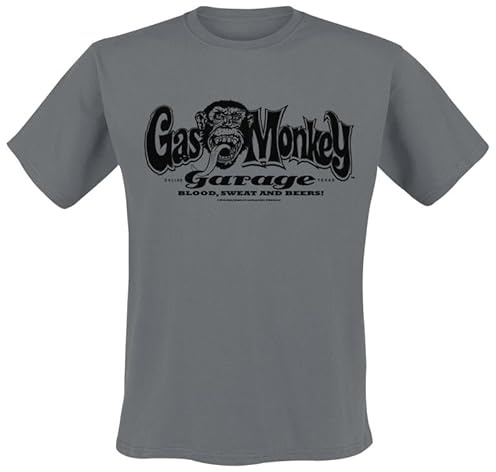 Gas Monkey Garage Logo Männer T-Shirt grau XL 100% Baumwolle Fan-Merch, Filme, TV-Serien