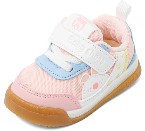 LACOFIA Zapatos Primeros Pasos Bebé Niña Zapatillas Respetuoso Bebé Calzado Bebé Zapatos Respirable con Suela Goma Antideslizante Rosa 22(CN 20)