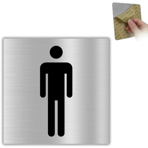 LEIASA | Segnale Bagno Uomo - 10x10 cm - Alluminio - Cartello Servizi Uomini - Targa Toilette Uomo - Insegna WC Maschile - Segnaletica Lavabo Uomo - Spessore 0,8 mm - (Bagno Uomo)