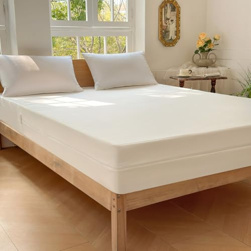 Bed Bug Proof Protector Mattress Encasement Cover – Fully Zipped Anti-Allergy & Dust Mite Mattress Protection, Soft & Breathable Double Size 135x190+20cm (White)