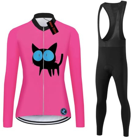 UGLY FROG Neue Größe Set de Ropa de Bicicleta Mujer Camiseta de Bicicleta de Brazo Largo Resistente al Viento Mujer Fleece térmico con Pantalones de Acolchado 20D