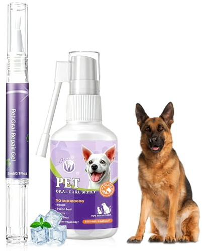50ml Spray Dental Para Perros Y Gatos + Bolígrafo de Limpieza para Dientes con Gel de Cuidado Mascotas, Spray Limpiador Dental para Mascotas, MantéN Tu Aliento Fresco