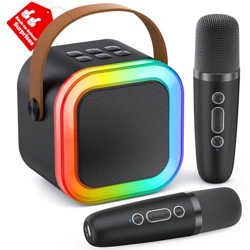 Machine de karaoké, cadeau pour filles de 3 à 12 ans, jouet de karaoké pour enfants à partir de 3 à 12 ans, machine de karaoké avec 2 microphones de karaoké pour enfants
