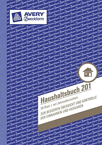 AVERY Zweckform 201 Haushaltsbuch, DIN A5, Jahresübersicht, 36 Blatt, weiß (10er Vorteilspack)