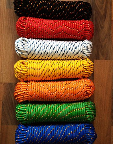 Festmacherleine 4 - 16 mm, Festmacher, Rope, Seil, Band, Seile, Polypropylen Seil, Polypropylenseil, Bootsleine,Ankerleine,Festmacher,Allzweckseil, Segeltauwerk, Mehrzweckseil, Bootstau, Strick, Ersatzseil, Reparaturseil, Schot, Kordel,Spannseil,Rope,Expanderseil (Schwarz mit rot/gelber Markierung, 10 mm)