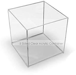 Acrylic Cube Display Stand Square 5 Sided Box Perspex Tray Case Shop Holder (100x100x100mm Acrylic Cube)