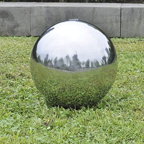 Festnight Fuente Cascada Esfera con Leds de Jardín Fuente de jardín Acero Inoxidable 40 cm